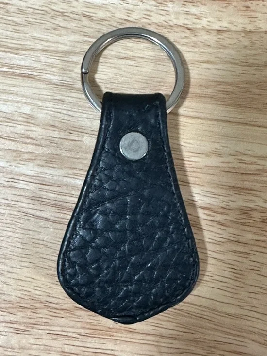 Dooney & Bourke Black and Brown Leather Key Fob with Brass Oval Logo - Picture 6 of 6
